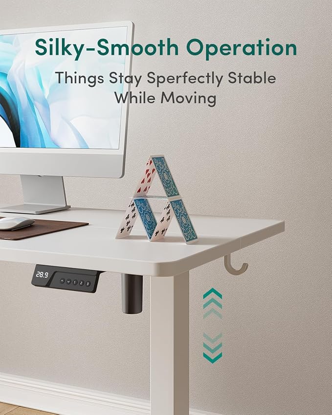 CubiCubi Electric Standing Desk, 48 x 24 Inches Height Adjustable Sit Stand Desk, Ergonomic Home Office Computer Workstation, White