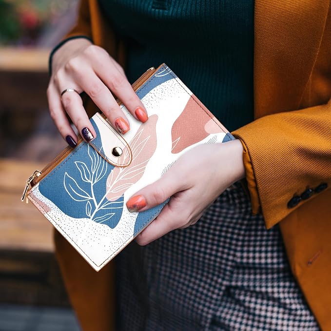 Travelambo RFID Wallet Women Large Size Bifold Multi Card Wallet Case with Zipper Pocke Credit Card Holder for Women