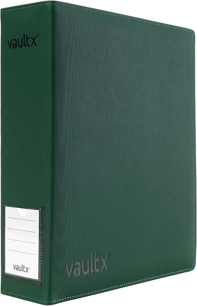 Vault X Large Ring Binder, 900 Cards, fits 9 Pocket Pages, Exo-Tec Material, 3 D-Ring Folder, for Trading Cards (Green)
