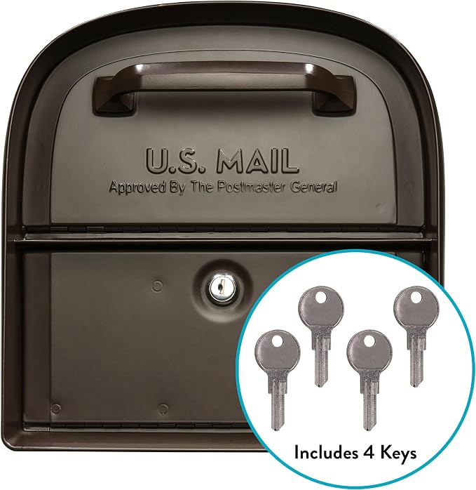 Architectural Mailboxes 6300RZ Oasis 360 Locking Parcel Mailbox with 2-Access Doors, X-Large, Rubbed Bronze | Galvanized steel build with a secure steel cam lock, dual access doors, and hopper delivery door. USPS approved.