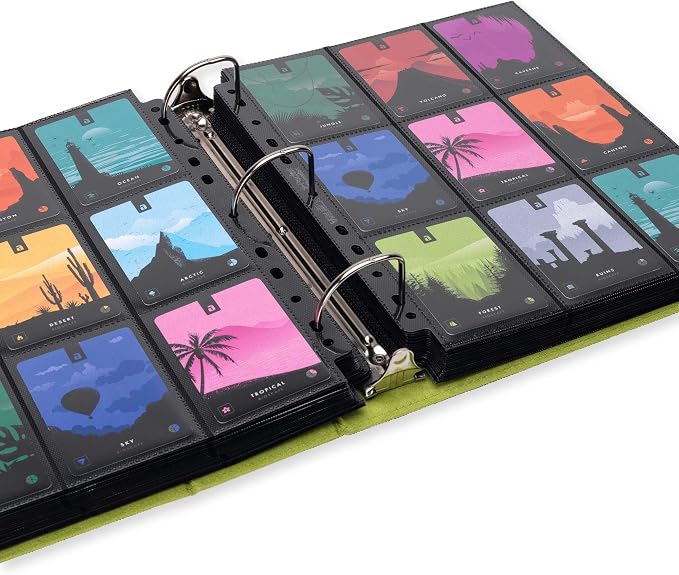 Vault X Large Ring Binder, 900 Cards, fits 9 Pocket Pages, Exo-Tec Material, 3 D-Ring Folder, for Trading Cards (Black/Green)