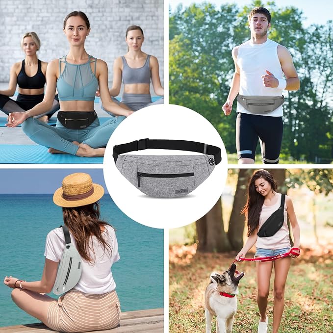 Crossbody Bags for Women Men Travel Essentials Fanny Pack Belt Bag | 4-Zipper Pockets,Key Chain,Polyester,Fit All Phones,Perfect Gifts Enjoy Festival Sports Yoga Traveling Workout Running Casual