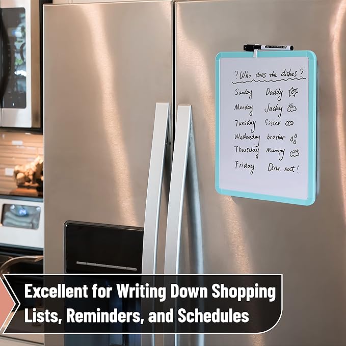Mr. Pen- Dry Erase Board, 14” x 11” with a Black Dry Erase Marker | Mint Green Frame, Small Mini White Board for Students, Fridge, Wall, Locker, Includes Double Sided Tapes