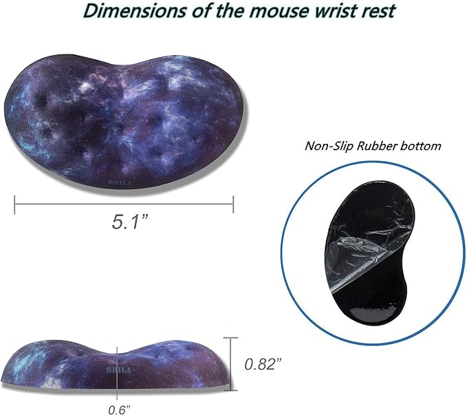 BRILA Ergonomic Memory Foam Mouse Wrist Rest Support Pad Cushion for Computer, Laptop, Office Work, PC Gaming - Massage Holes Design - Wrist Pain Relieve (Nebula Galaxy Space)