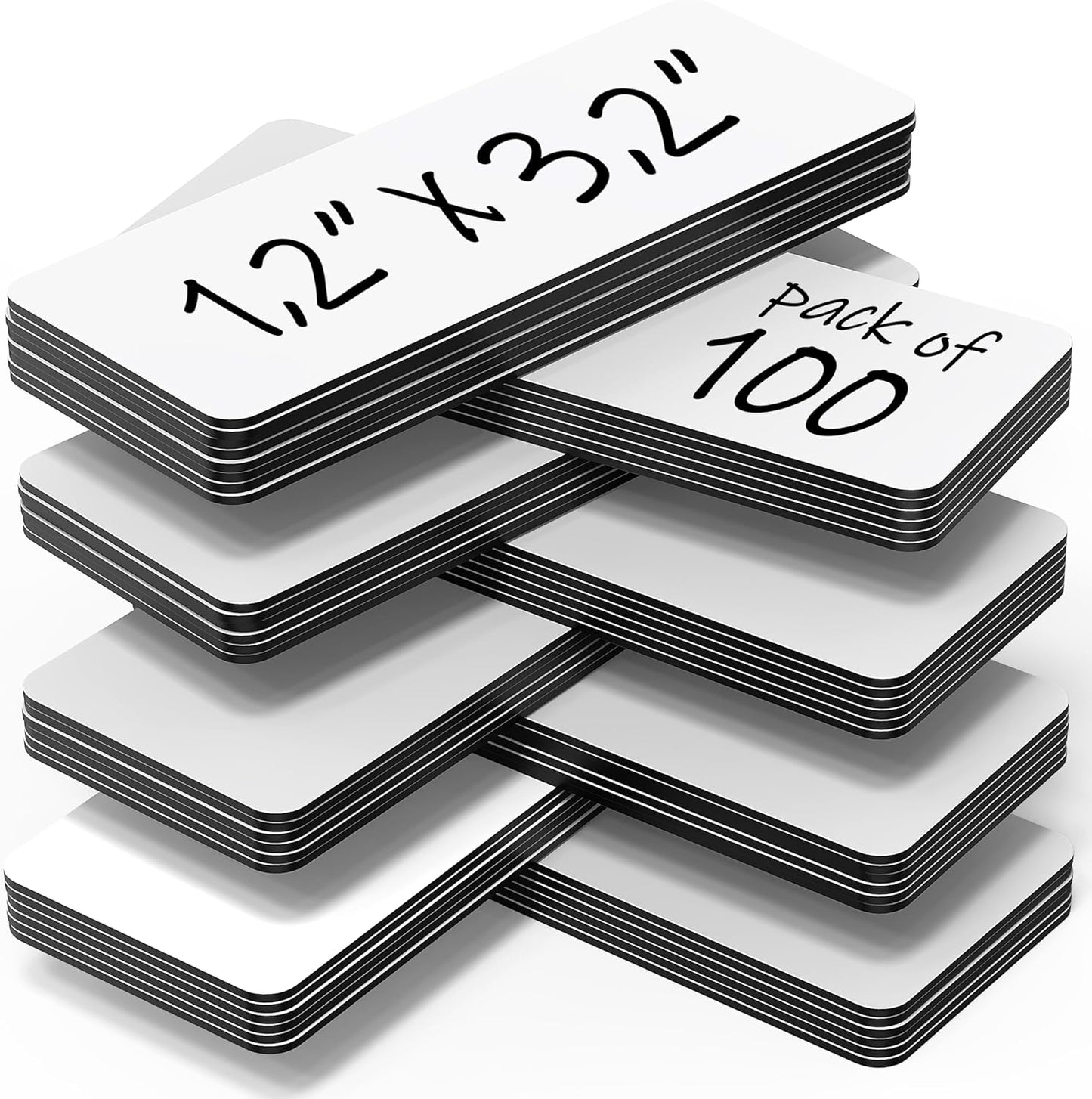 100 Pack Dry Erase Magnetic Labels 3.2x1.2 in - Magnetic Name Tags for Classroom Lockers School Bus - Classroom Magnets for Names Magnet Labels for Whiteboard Magnet Name Plates for Classrooms Blanked