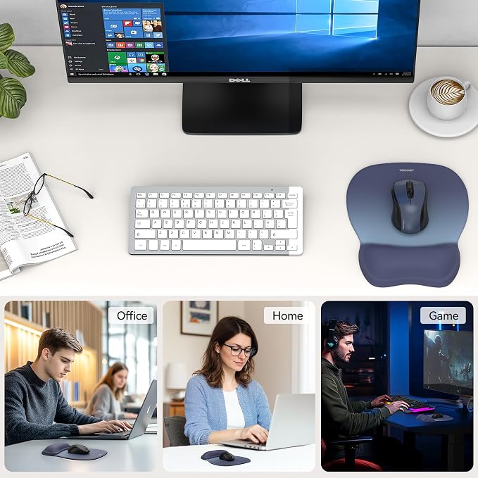 TECKNET Gel Ergonomic Mouse Pad with Wrist Rest, Non-Slip PU Base, Gradient | Comfortable Gel Cushion, Pain Relief, Smooth and Waterproof Surface, Mouse Pad with Wrist Rest for Office, Gaming and Study