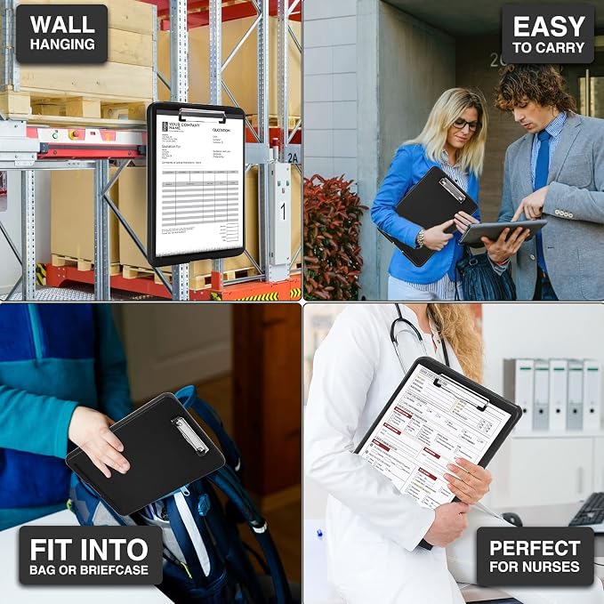 Sooez Clipboard with Storage, Plastic Nursing Clip Board, 8.5" x 11", Work | Sturdy Clipboards Foldable, Cute Hanging Clip Board Case, Teacher, Classroom Must Haves, Office School Supplies, Women & Men