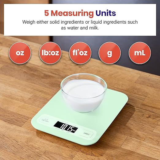 Etekcity Food Kitchen Scale, Digital Grams and Ounces, Large | Tare function, ideal for baking, weight loss, keto, meal prep, packages, liquids and jewelry, Green
