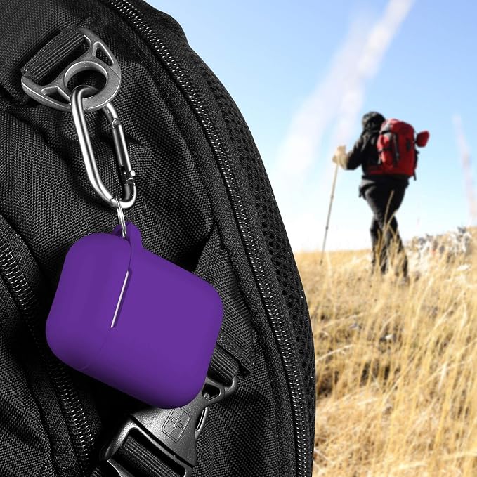 for AirPods 1/2 Case, Soft Silicone Protective Cover with Keychain and Cleaning Pen, Compatible with AirPods 2nd/1st Generation (2016/2019), Full Drop Protection Cover, Purple