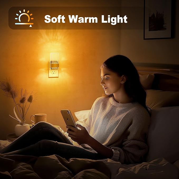 JandCase Night Lights Plug into Wall, Dusk to Dawn Sensor, Acrylic Bubble Design, 0-100lm Adjustable Brightness, for Bedroom, Bathroom, Living Room, Hallway