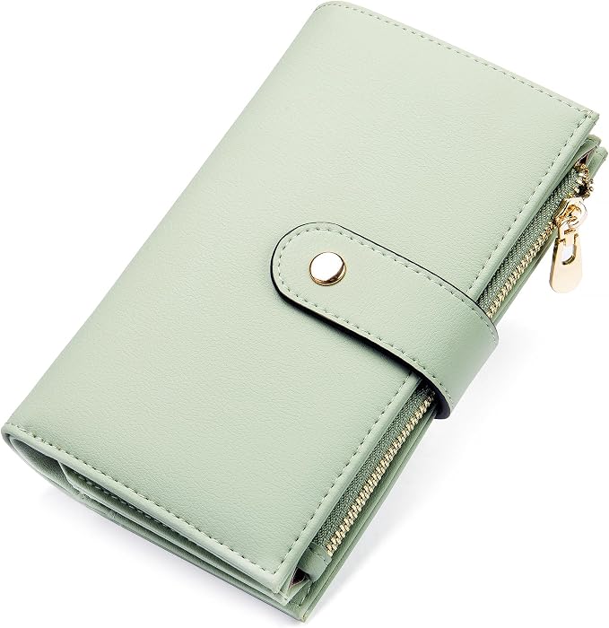 yiijay Wallets for Women RFID Blocking Leather Trifold Clutch Wallet Credit Card Holder Ladies Travel Wallet Purse with Passport/Pen Holder