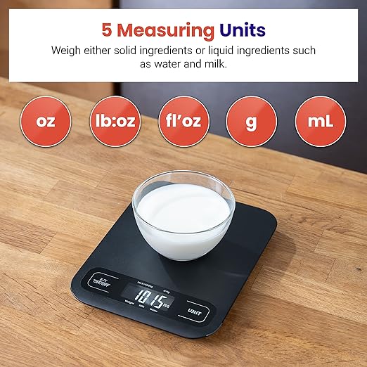 Etekcity Food Kitchen Scale, Digital Grams and Ounces, Large | Tare function, ideal for baking, weight loss, keto, meal prep, packages, liquids and jewelry, Black