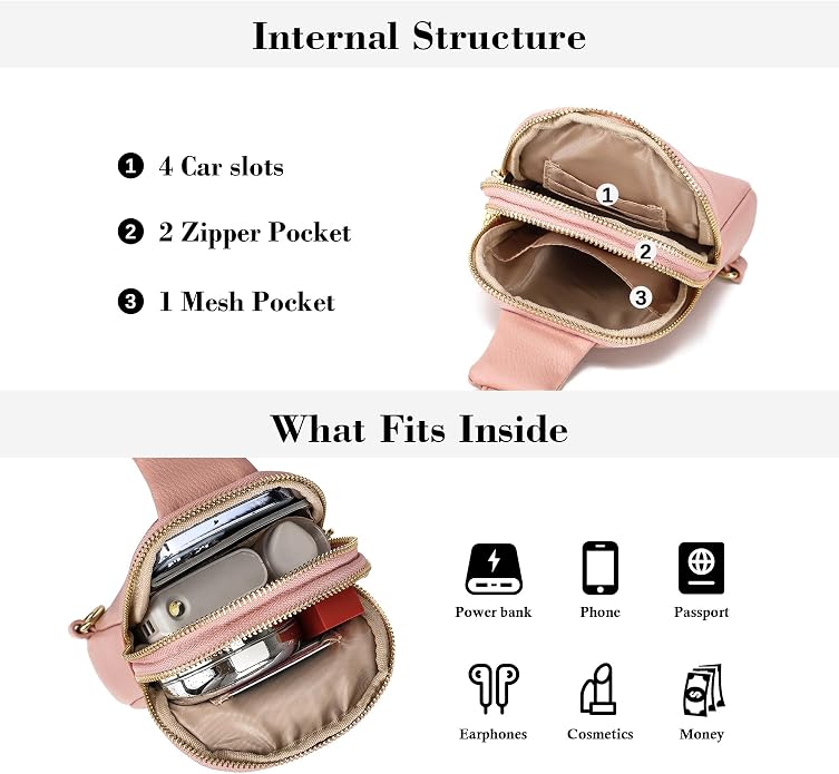 Lightweight Small Crossbody Sling Bag for Women | Mini Travel Purse,Multi-pocket with Card Slots,Durable Vegan Leather,Everyday Carry