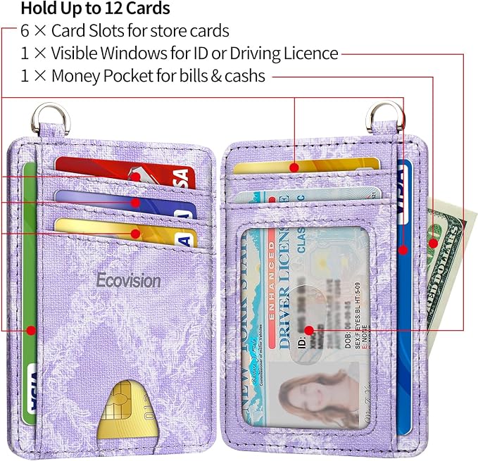 Slim Minimalist Front Pocket Wallet, RFID Blocking Credit Card Holder Wallet with Detachable D-Shackle for Men Women