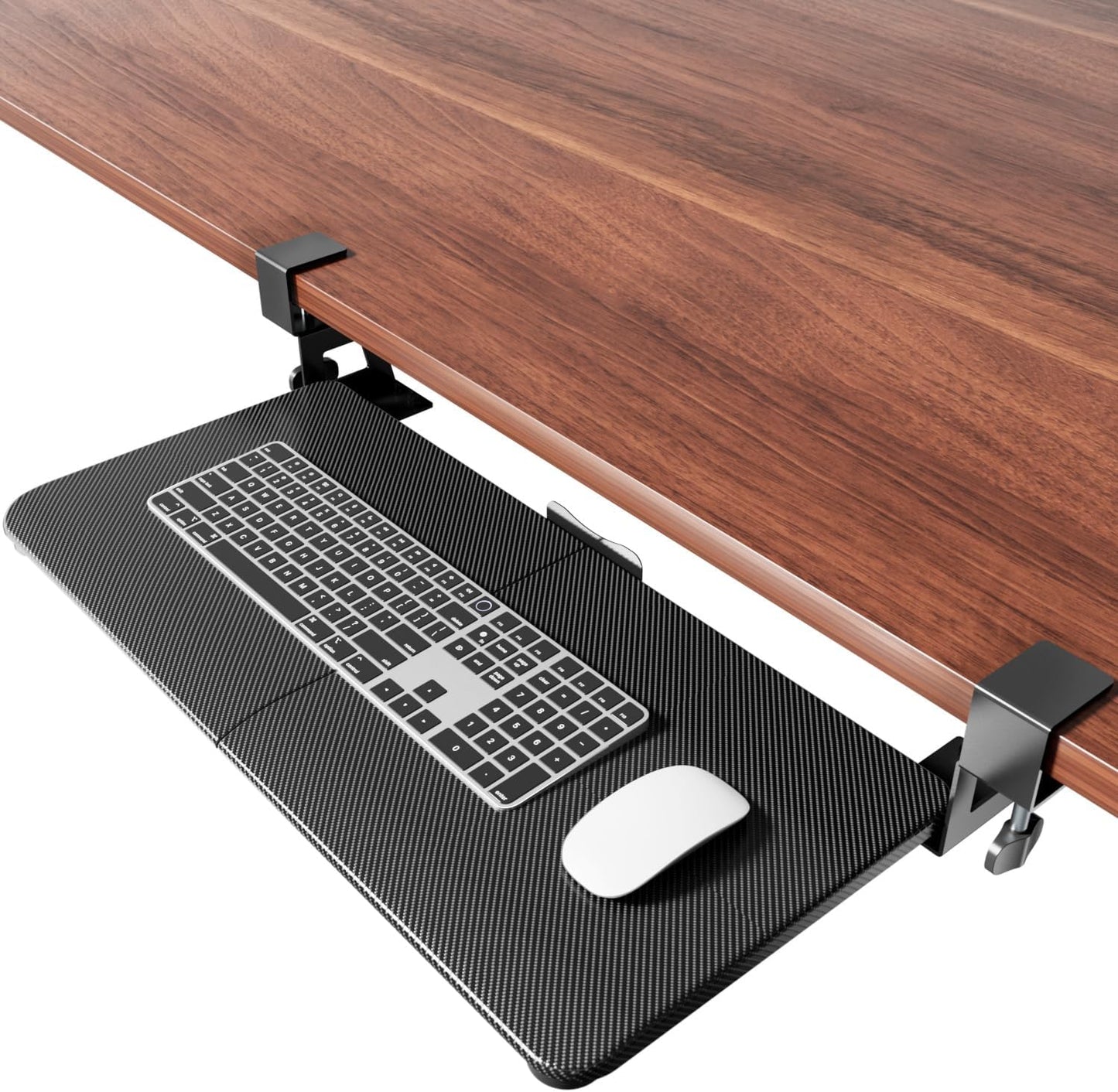 Large Keyboard Tray Under Desk Slide Out with Extra Sturdy C Clamp Mount System,26'' (30'' including Clamps) x11 Slide-Out Keyboard Drawer Under Desk for Typing,Keyboard Mouse Tray,Black
