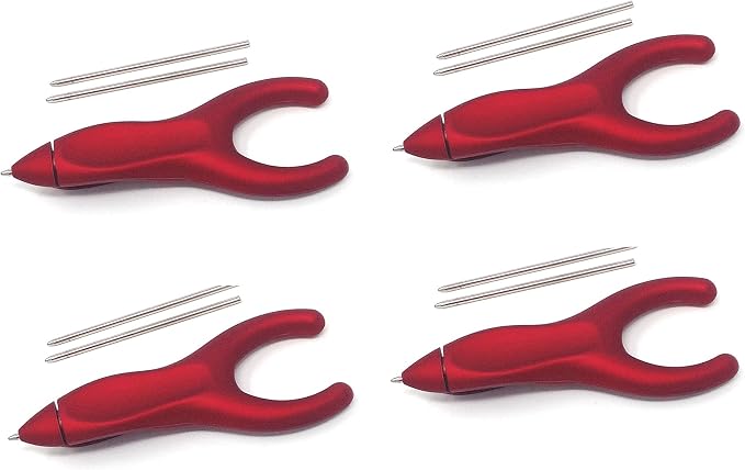 PenAgain Ergosof Ballpoint Pen, Red, Set of 4 Pens | Individually Packaged, Two Black Ink Refills Per Pen