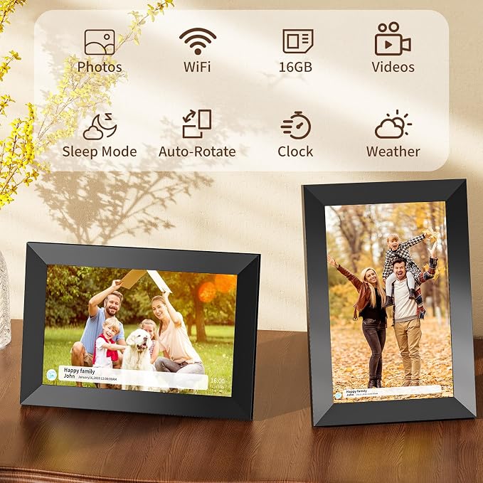 Digital Picture Frame,10.1 Inch 1280x800 IPS Touch Screen 16GB,Digital Photo Frame with Auto-Rotate，Supports SD Cards, Tuya app,Gifts for Your Loves