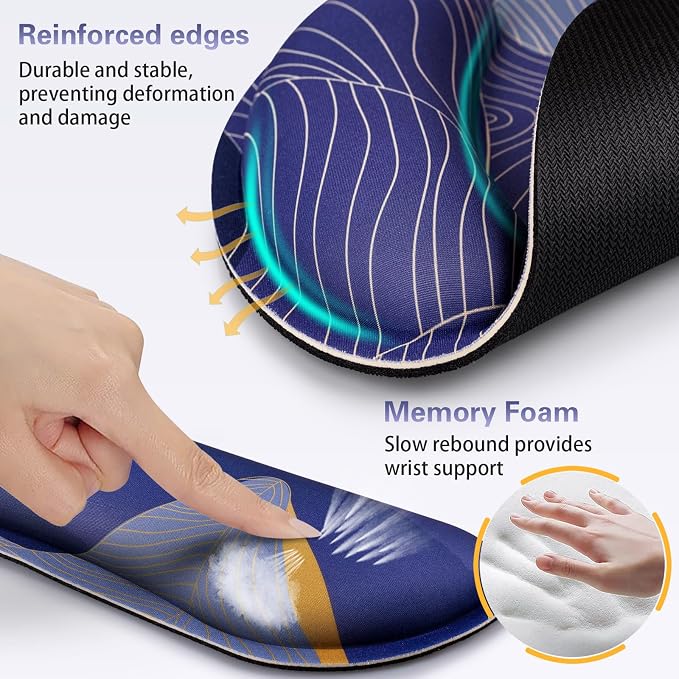 Ergonomic Keyboard Wrist Rest, Mouse Pad with Wrist Rest Anime | Cat Gaming Mousepad with Wrist Support, Memory Foam Wrist Rest Set for Computer Keyboard, Funny Cute Office Desk Accessories