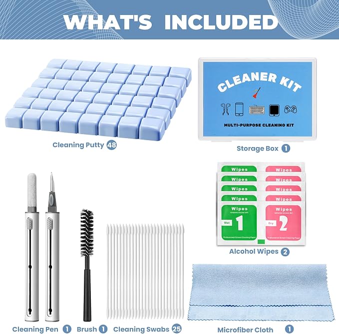 Upgraded for Airpod Cleaner Kit (81 PCS), Multi-Tool with Cleaning Pen, Putty & Swabs, Removes Earwax & Dust, Compatible with AirPods Pro 1/2/3, Earbud, Headphones, Phone & Charging Port