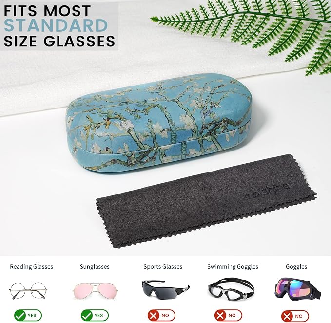 molshine Hard Shell Sunglasses Case,Classic Large Glasses Case for Women Men,Sunglass Eyeglasses