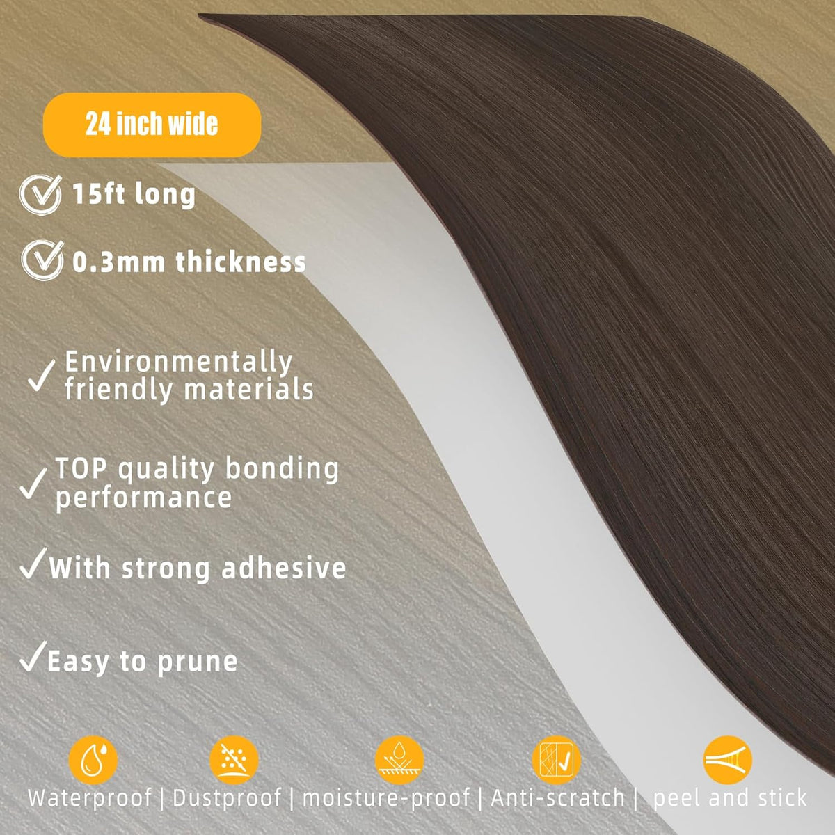 GSCIT Club Red Walnut Wallpaper, 24 inch X 15ft Self Adhesive Wood Grain Repair Tape Patch for Tables, Chairs, Baseboards, Doors, Windows, Floors, Handicraft DIY.
