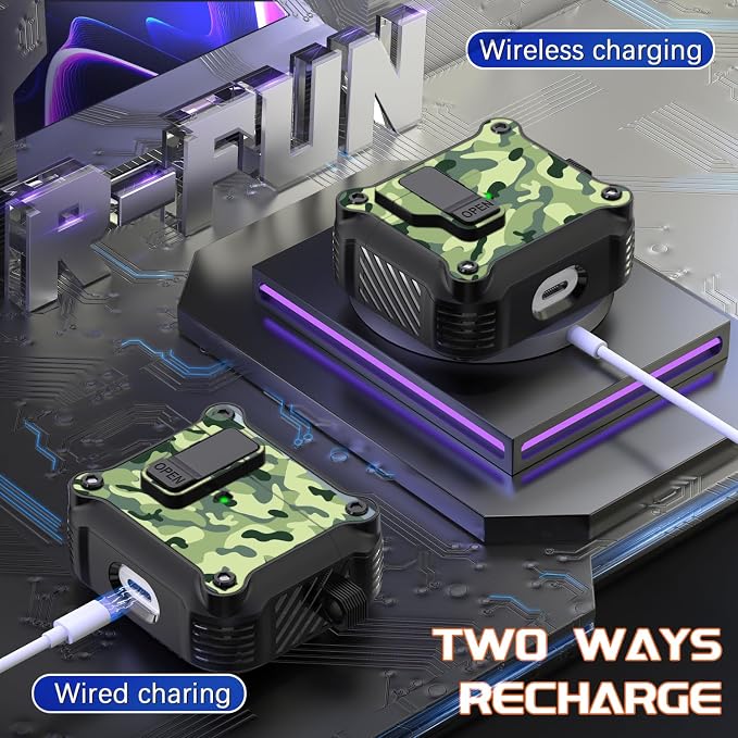for AirPods 3 Case Cover with Lock Magnetic Lid, Rain Camo | Compatible with Apple AirPods 3rd Generation (2019) Case with Cleaner Kit & Carabiner, Powerful Drop Protection