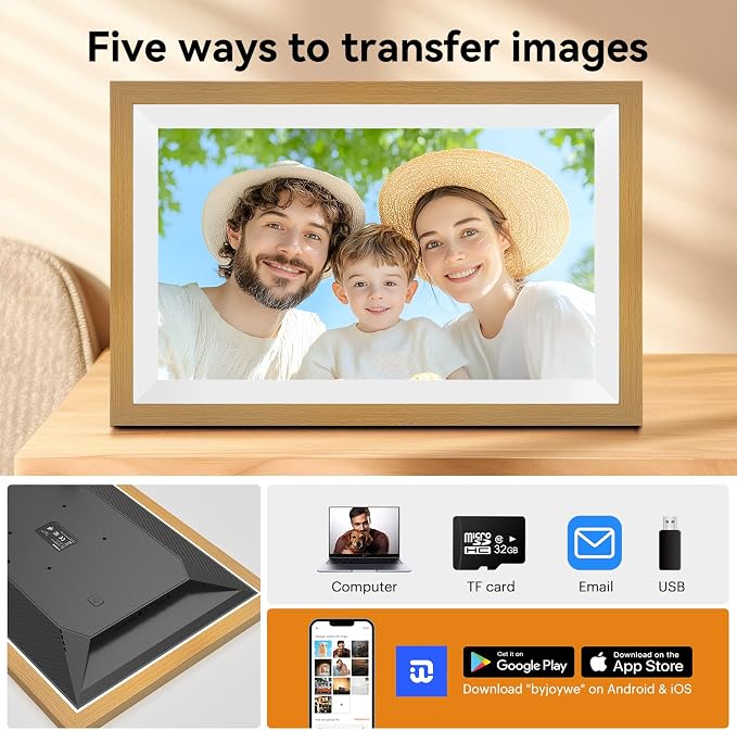 15.6 Inch Smart Digital Picture Frame with Wi-Fi 6, 64GB Storage, IPS Touch Screen, Auto-Rotation, Music Sync, Weather & Clock - Ideal Gift for Families
