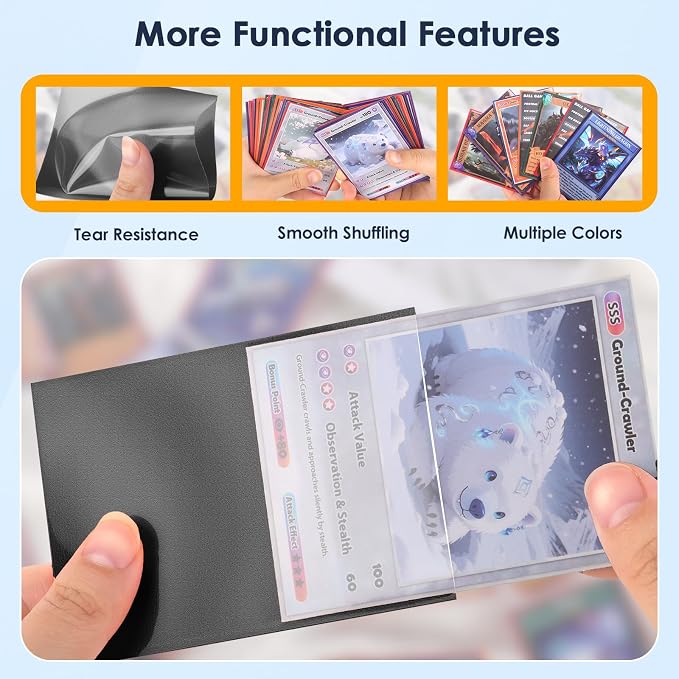 1000 Pcs Black Card Sleeves Toploaders for Trading Card, Matte Card Sleeves Deck Card Protectors Compatible with Baseball Cards, Sports Cards, Game Card