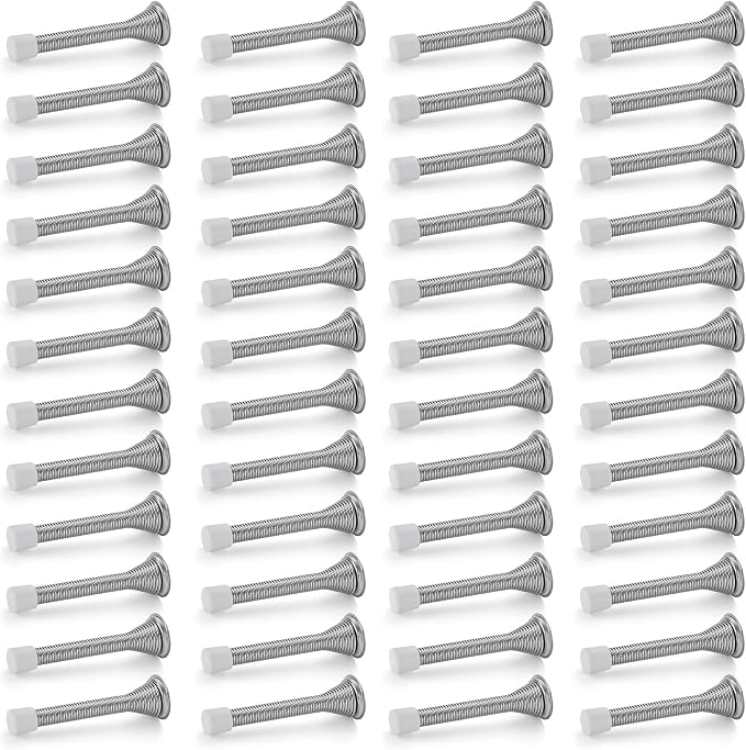 Ravinte Door Stoppers, 48 Pack Satin Nickel Spring Stops With Rubber Bumper for Bottom of Door