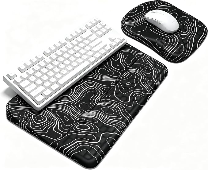 Keyboard Wrist Rest -Ergonomic Keyboard Stand with Wrist Rest- with Carpal Tunnel Pain Relief Massage Bumps and Full Memory Gel Design - Ideal Frequent Computer (Line)