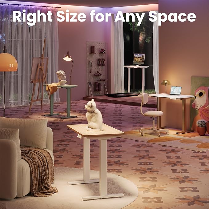 HUANUO 43 x 24 inch Electric Standing Desk Adjustable Height, 4 Memory Height Settings, Sit Stand Up Desk for Home Office & Computer Workstation, Light Walnut