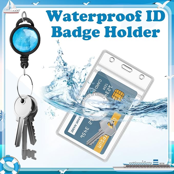 4 Pack Cruise Lanyard for Ship Cards, Cruise Essentials 2026, Blue Marble | Detachable, Retractable Badge Reels & Waterproof ID Badge Holders, Cruise Must Have for Carnival, Royal Caribbean, NCL