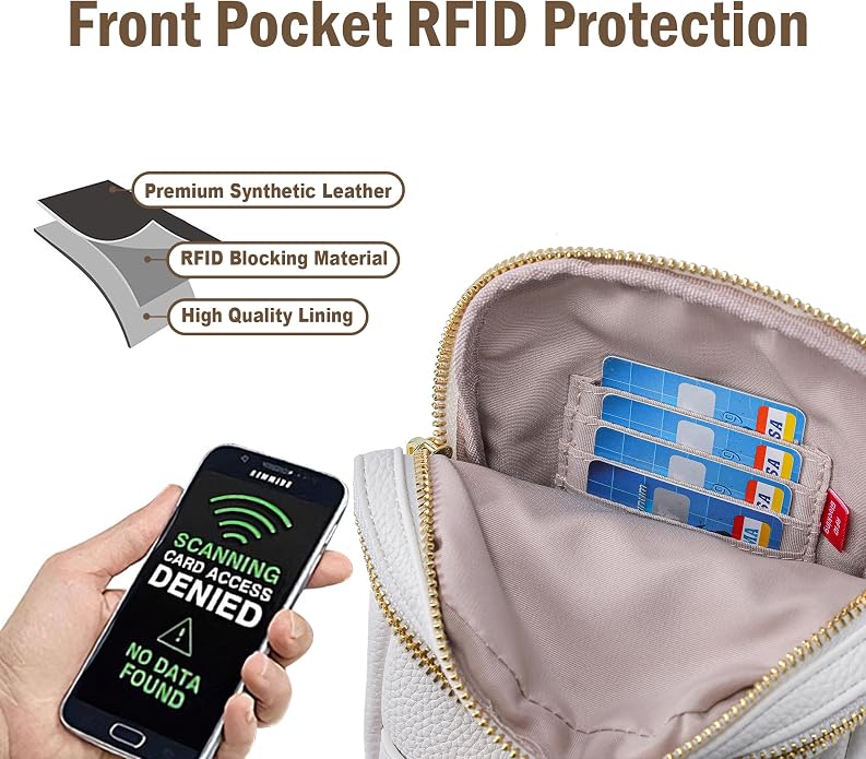 Anti Theft Crossbody Bag for Women, Small RFID Blocking Sling Purse with Zipper Lock for Travel, Vegan Leather