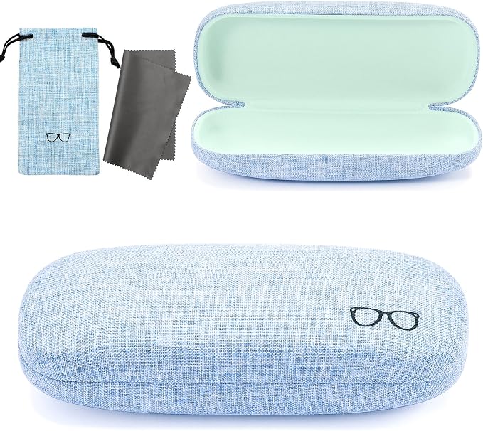 Vemiss Hard Shell Sunglasses Case, Large Linen Fabric Protective Glasses Case for Men Women