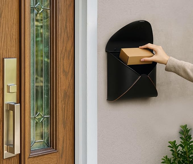 NACH Black Mailbox Wall Mount, 12.5 x 5 x 10 inch Wall Mount Mailboxes for Outside, Waterproof Mailboxes for Outside - Envelope Mailbox