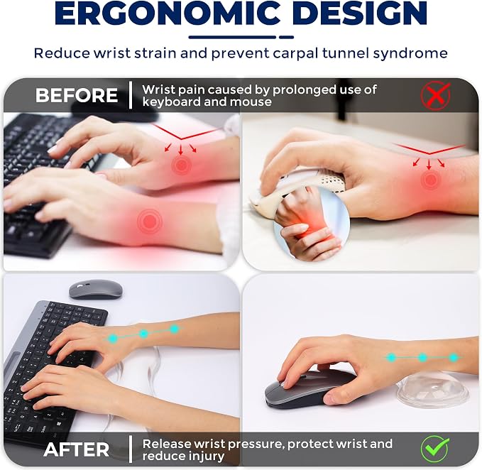 Gel Wrist Rest for Keyboard and Mouse, Wrist Rest for Keyboard, Mouse Wrist Support, Pain Relief, Cool Touch, Non-Skid, Keyboard and Mouse Wrist pad Set