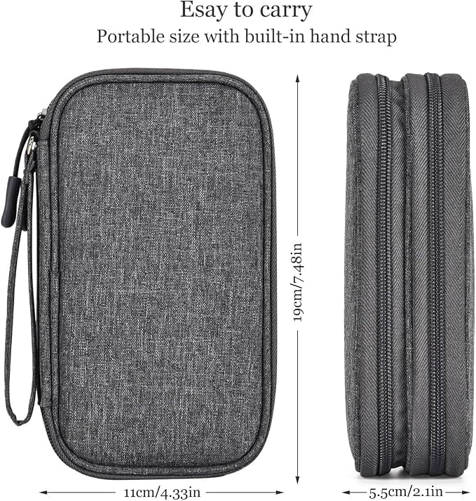 Electronic Organizer Travel Cable Accessories Bag, Electronic Organizer Case, Waterproof Electronic Accessories Organizer Bag for Power Bank, Charging Cords, USB Cable (Dark Gray)