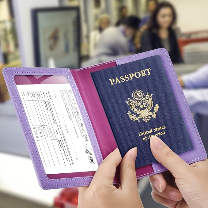 Eoehro Passport Holder for Travel Essentials-2Pack, Passport Wallet Cover Case for Travel Must Haves Accessories,Passport Book Holders for Women and Men