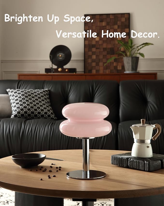 Glivpny Mushroom Table Lamp, Mid Century Modern Decor Lamp (Pink) | Cool Desk Lamps for Bedroom,Vintage Dimmable Bedside Small Cute Lamps, House Warming Gifts New Home Decor