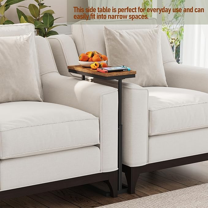 TUTOTAK End Table, Side Table, Tall Couch Table, Sofa Table | for living Room, Bedroom, Brown TB01BB083