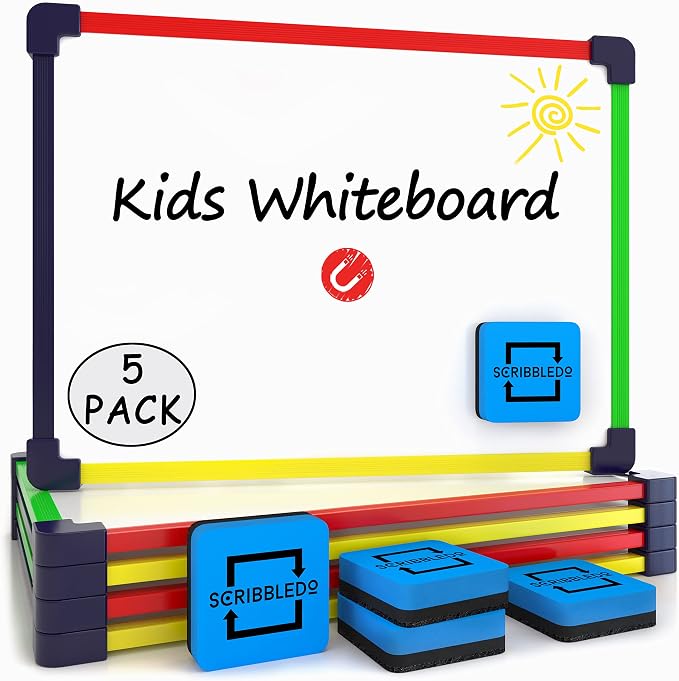 5 Pack Small White Board Dry Erase Board for Kids Portable 9"x12" Drawing Magnetic Mini Whiteboard White Board for Students Teachers School Supplies Lapboard Small Dry Erase Board for Kids & Erasers