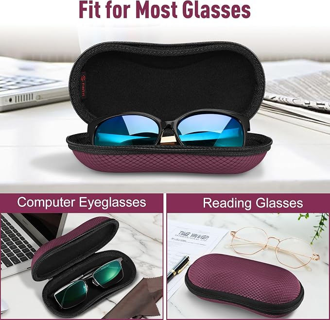 FINTIE Sunglasses Case, Hard EVA Shell Shockproof Sport Glasses Case with Metal Carabiner Travel Zipper Eyeglasses Holder