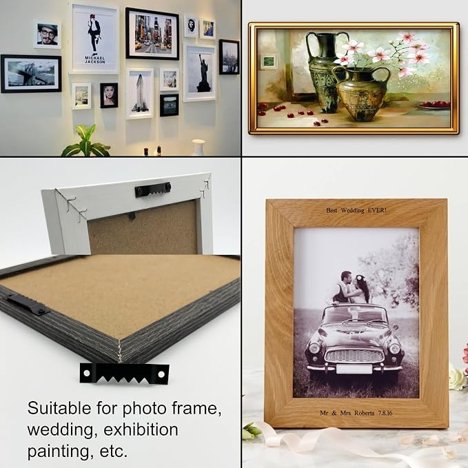 30 Pack Large Heavy and 30 Pack Small Sawtooth Picture Hangers Steel Picture Hangers with Screws Picture Hang Solutions, for Hanging Clock Paintings Artwork Picture Frame Hook Photos (Black)