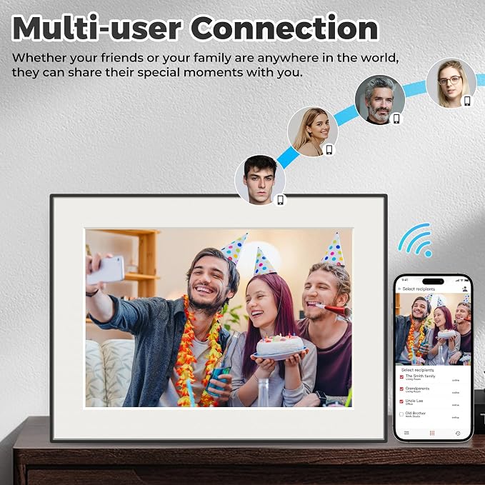 11 Inch WiFi Digital Picture Frame with Touch Screen | 64GB smart picture frame with 1920x1280 100% sRGB IPS display. Supports Frameo App for 5G/Instant photo & video sharing.