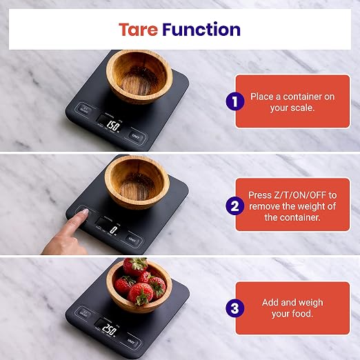 Etekcity Food Kitchen Scale, Digital Grams and Ounces, Medium | Tare function, ideal for baking, weight loss, keto, meal prep, packages, liquids and jewelry, Black