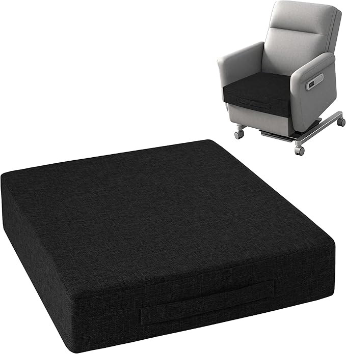 OVOV Recliner Cushions for Elderly 20"x20"x4" Thick Seat Cushion for Recliner Chair Large Square Non Slip Chair Pads with Washable Cover for Armchair Couch Black