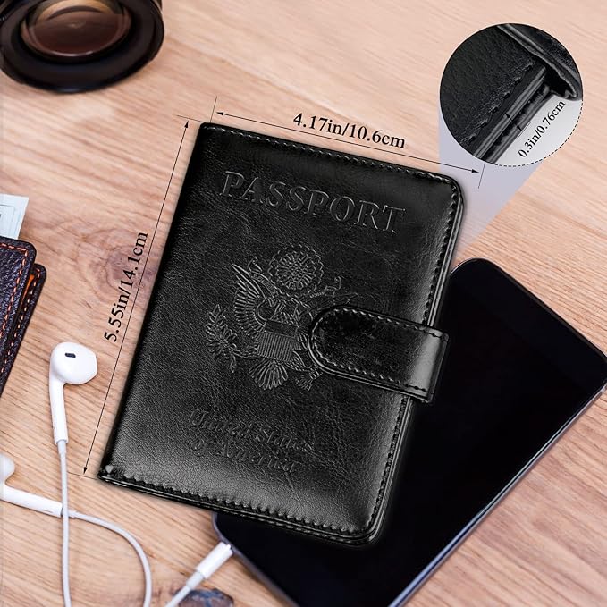 TIGARI Passport Holder for Travel Women Men, PU Leather Waterproof RFID Wallet Cover Case Sleeve, Valentines Day Gifts, Vacation Plane Cruise Travel Document Organizer Essentials