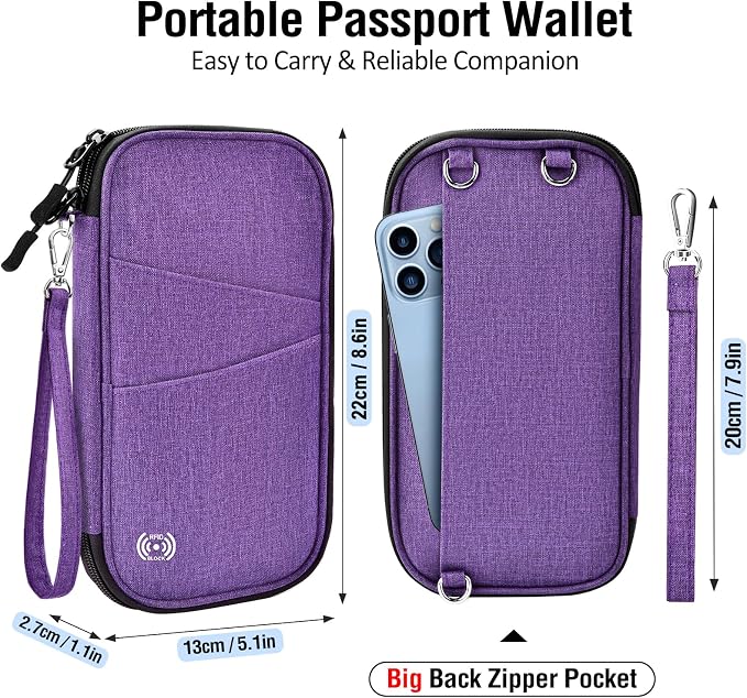 BKNOOU Passport Holder Family Rfid Blocking Travel Document Organizer,Travel Passport Wallet Waterproof Multiple Passport Holder for Traveling,Passport Organizer for Men Women