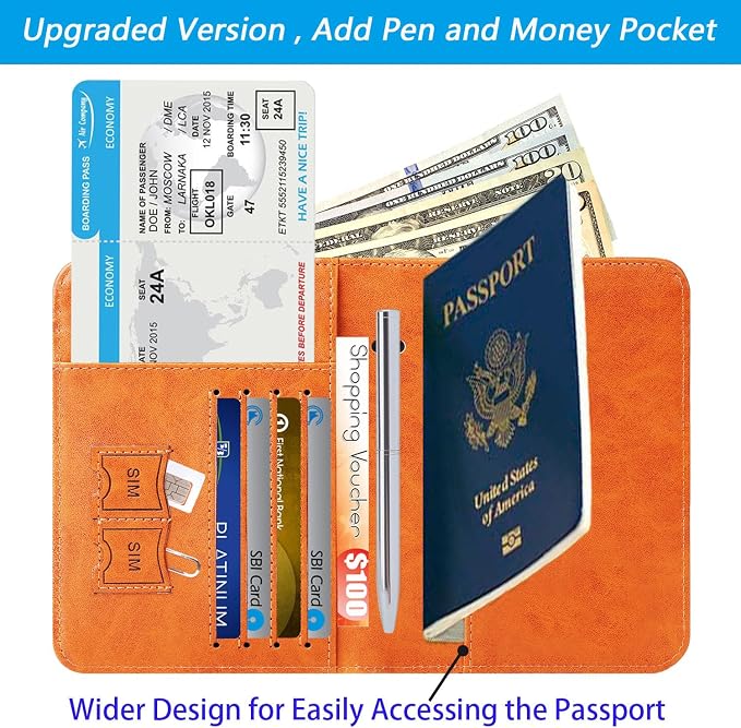 Passport Holder, Travel Essentials, Passport Cover, RFID Travel Wallet | Passport Wallet, Travel Accessories, RFID Blocking, Synthetic Leather Card Case, International Must Haves, For Women Men