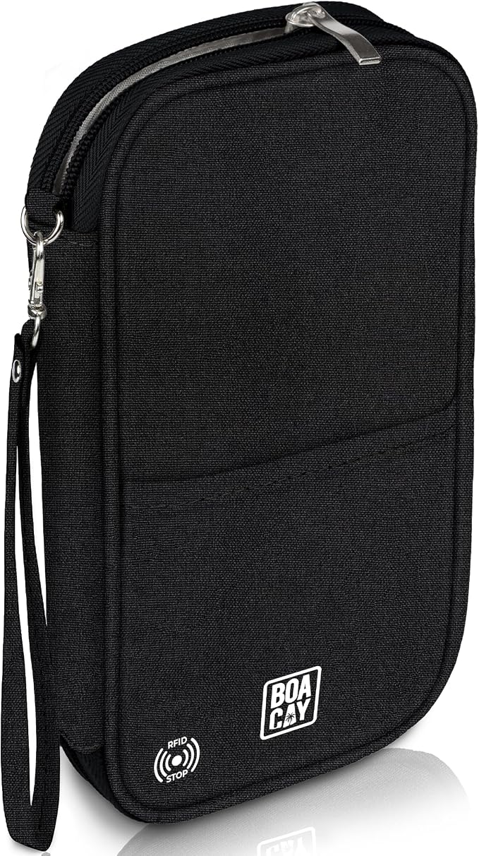 Travel Document Organizer with RFID, Family Passport Holder, Wallet for Women & Men, Portable & Waterproof Case for Cards, Boarding Pass, Money